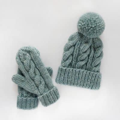 Classic Cabled Hat & Mittens – Free Pattern