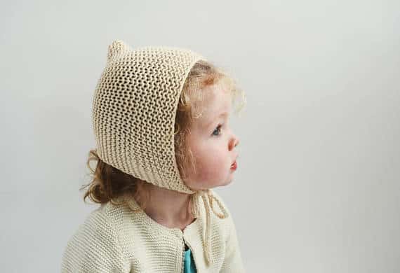 toddler wearing spring garter bonnet