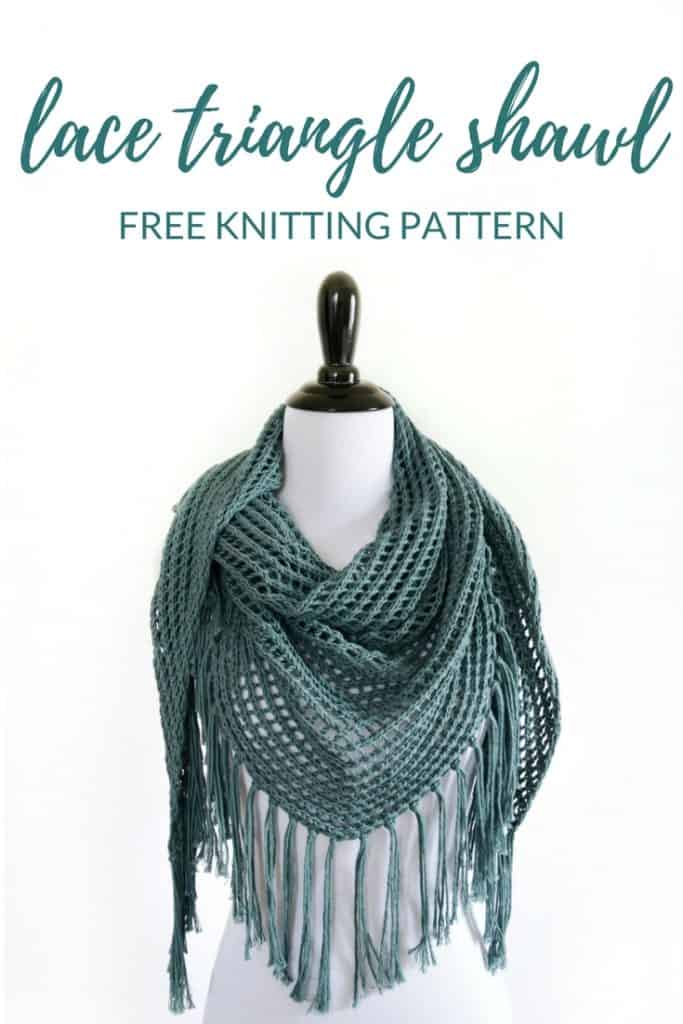 Lace Triangle Shawl - click for the free knitting pattern from kniftyknittings.com! #knitting #knittingpattern #shawlpattern