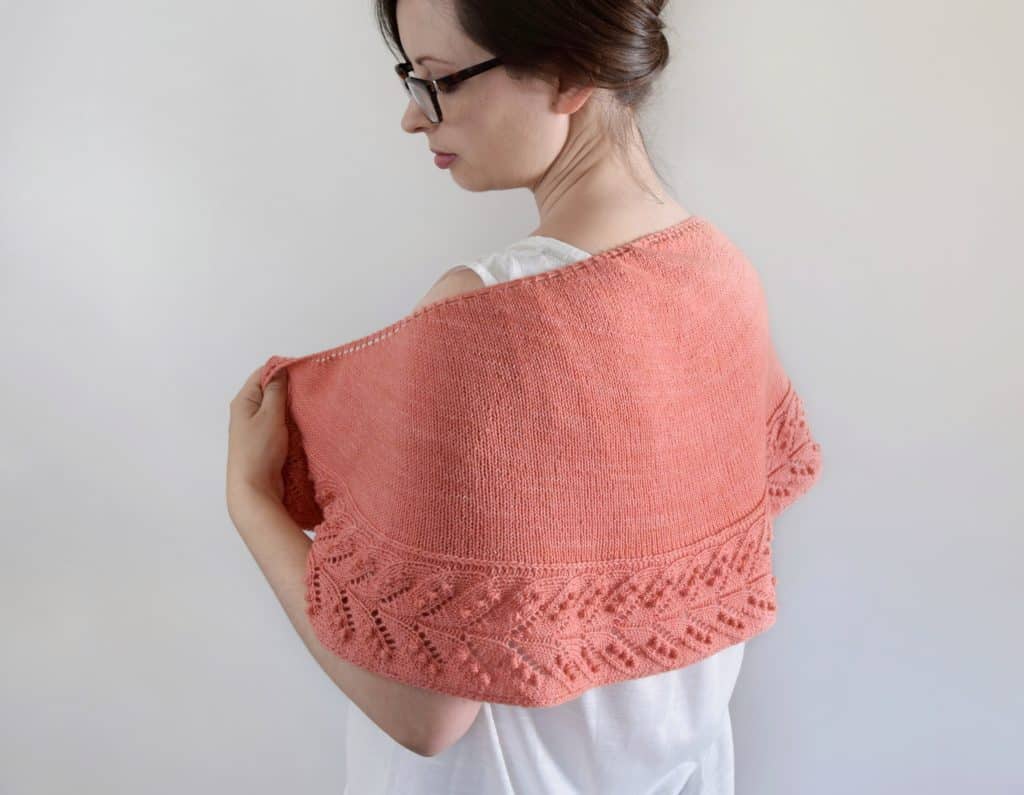 The Juniper Shawl - knitting pattern and video tutorial for a classic crescent shaped shawl with a lovely lace and nupp edging. From www.kniftyknittings.com #knitting #knittingpattern #shawlpattern