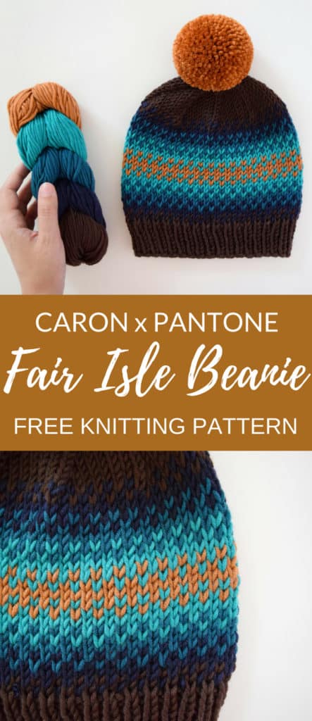 Caron X Pantone Fair Isle Beanie Free Pattern