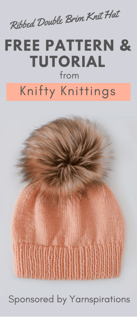 cu nervuri cu margine dublă Knit Hat-free model și tutorial de Knifty Knittings pentru Yarnspirations. # sponsorizat # knittingpattern # freeknittingpattern # yarnspirations