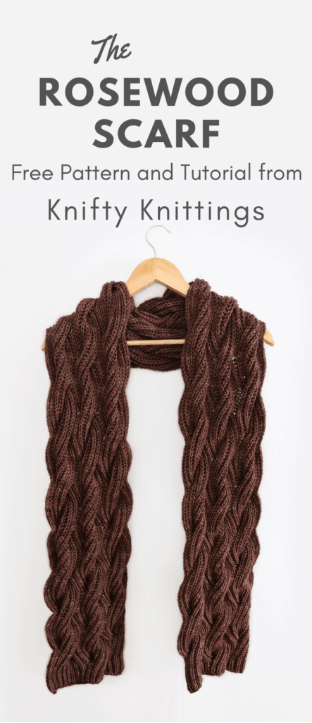 The Rosewood Scarf - Click for the free knitting pattern and video tutorial from www.kniftyknittings.com! #knitting #knittingpattern #freeknittingpatterns