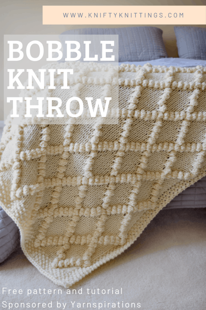 Bobble Knit Throw - free knitting pattern and tutorial from www.kniftyknittings.com #knitting #knittingpattern