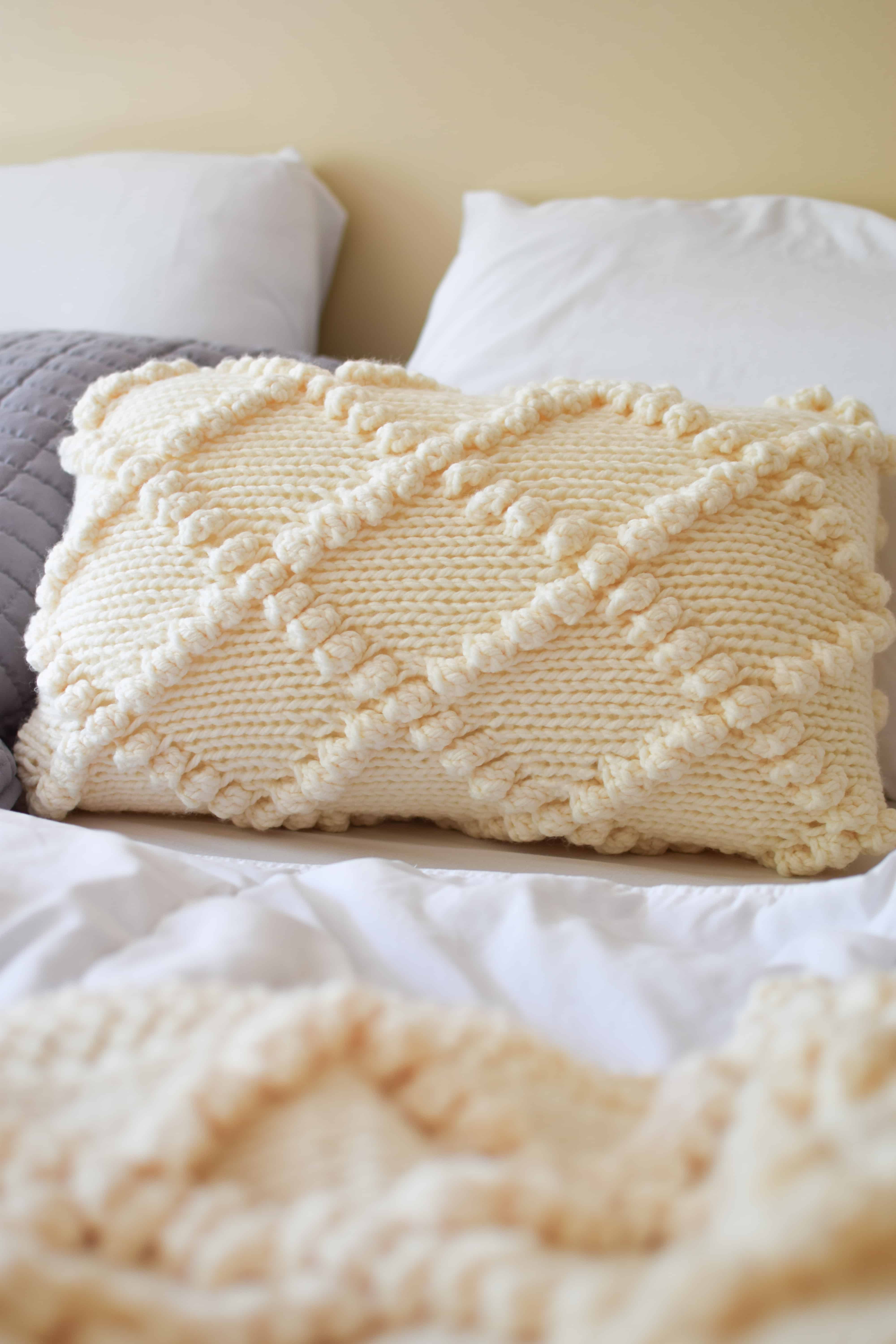Bobble Knit Throw Pillow Knifty Knittings