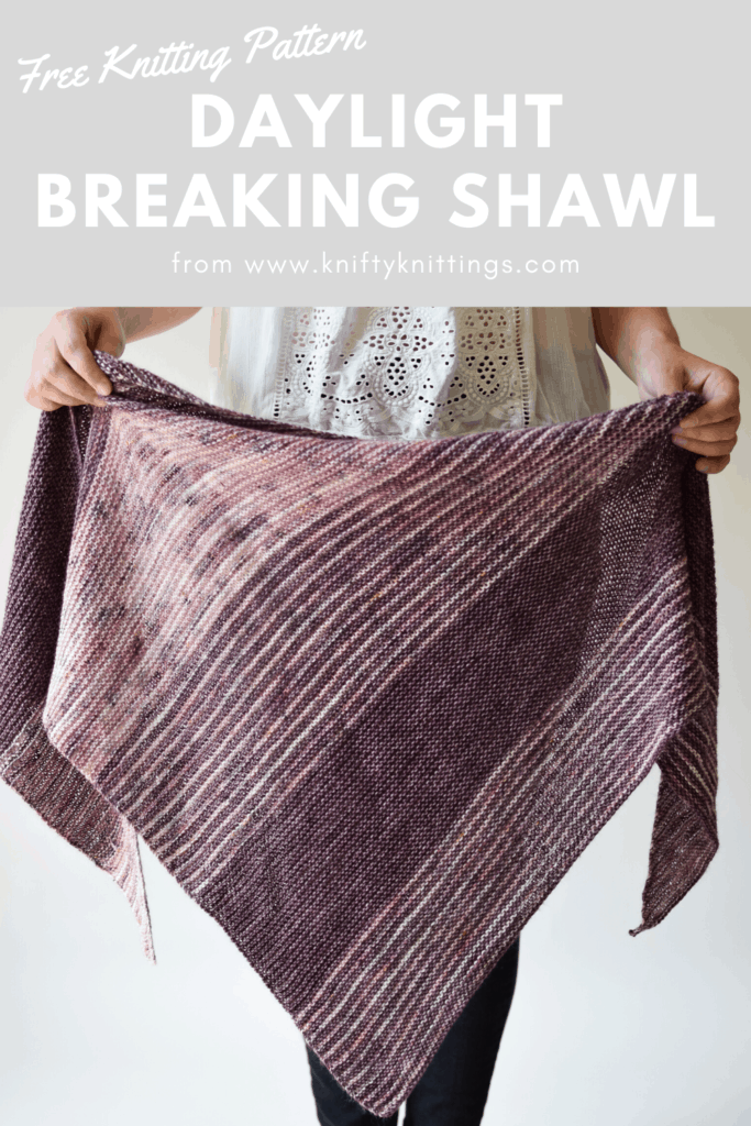 Daylight Breaking - free shawl knitting pattern from www.kniftyknittings.com #knittingpatterns #shawlpatterns #freeknittingpatterns