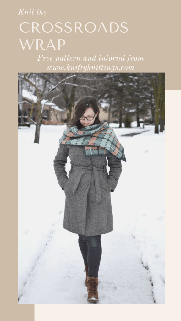 Crossroads Wrap - free knitting pattern and tutorial from www.kniftyknittings.com #knitting #lionbrandyarn #knittingtutorial