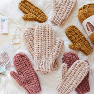 Waffle Knit Mittens – free pattern and knitting kit!